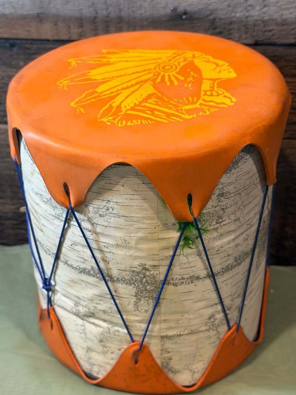 Vintage M-K Novelty Co. Indian Style Handcraft Tom-Tom Drum Catskill Mountains